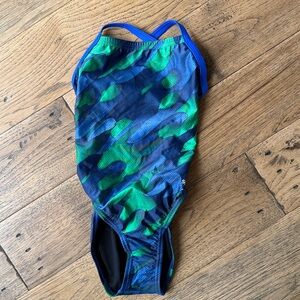 Speedo One Piece racing swimsuit - Blue and Green Pattern